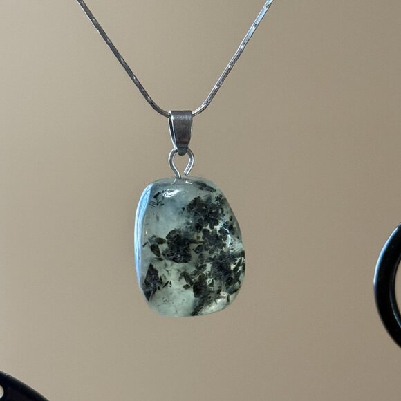 2/$20, Genuine Green Prehnite Pendant, Large Natural Tumbled Gemstone Pendant - Picture 9 of 13